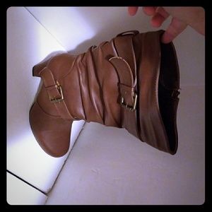 brown high heel boots